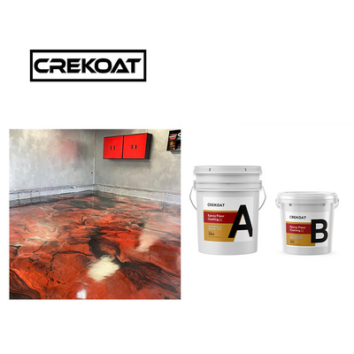 Poured High Solids Red Metallic Epoxy Floor Coating Smoothed Hardness